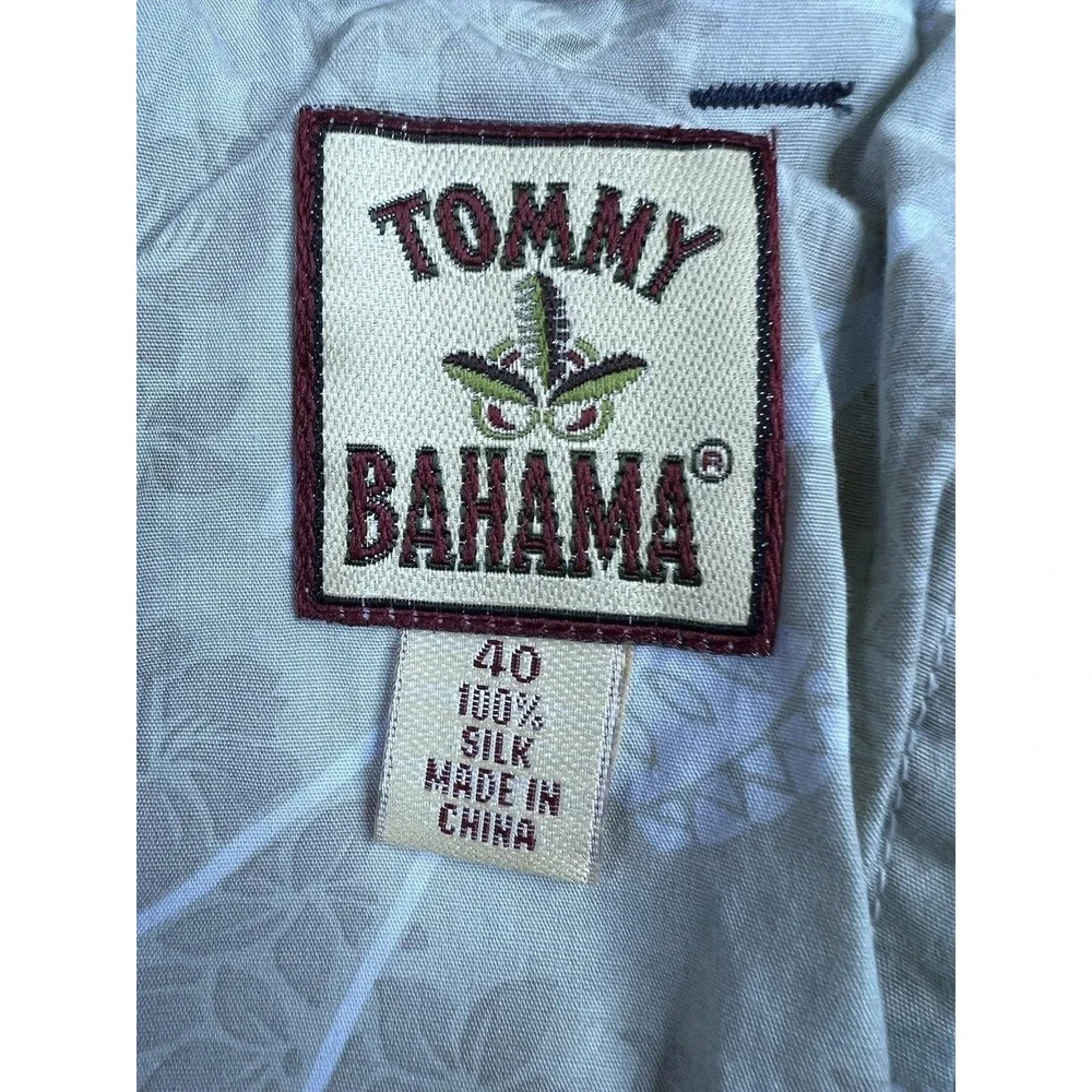 Tommy Bahama Pants Mens 40x26 Blue 100% Silk Pleated Herringbone Casual